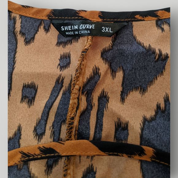 Shein CURVE Women's PLUS 3XL Leopard Print STRETCH Lightweight Blouse Top - Picture 5 of 13